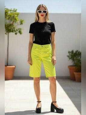 Dries Van Noten Unisex Neon Yellow Bermuda Shorts